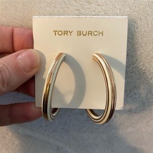 Authentic Tory Burch Rose Gold & White Earrings